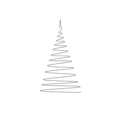 Christmas tree line draw vector illustration