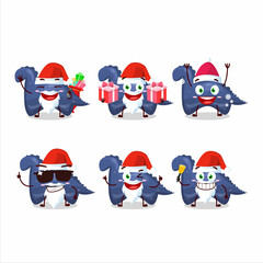 Santa Claus emoticons with blue dinosaur gummy candy cartoon character