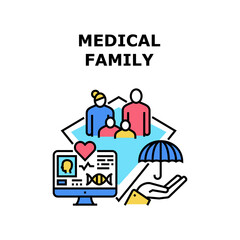 Medical family health care. Healthy child. Medicine project. Hospital person vector concept color illustration