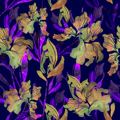 Fantastically beautiful iris flowers. Night irises