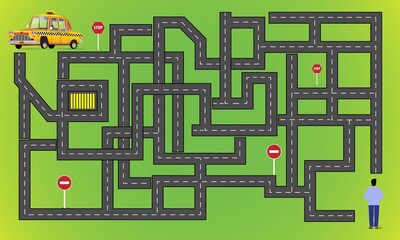 car taxi maze labyrinth for kids © Lamotiondesign