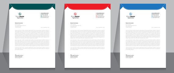 Letterhead format template, business style letterhead design template. Company letterhead template designs.