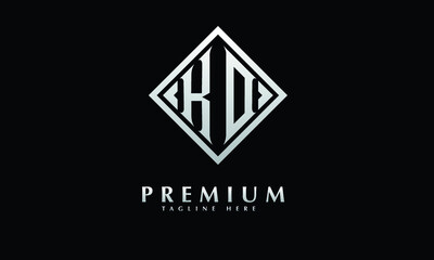 Alphabet KD or DK illustration monogram vector logo template in silver color and black background