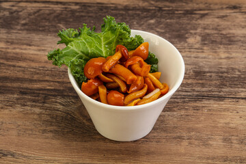 Marinated mushroom - honey agaric in the bowl
