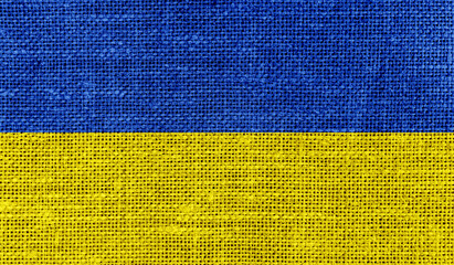 Ukraine flag on knitted fabric. 3D-image