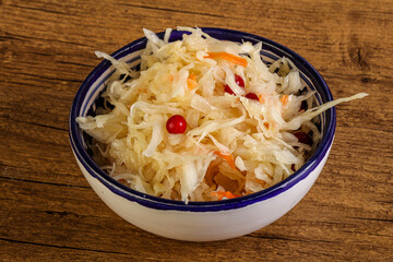 Sauerkraut with cranberry in the bowl