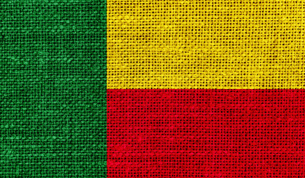 Benin flag on knitted fabric.3D image