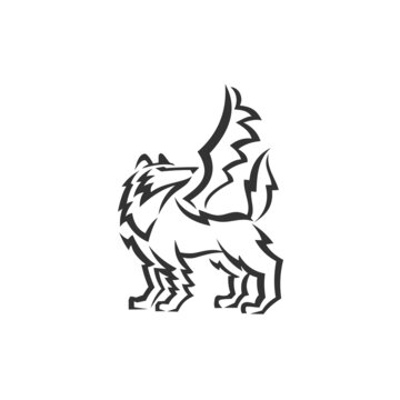 wolf wing Illustration Icon Brand Isolated