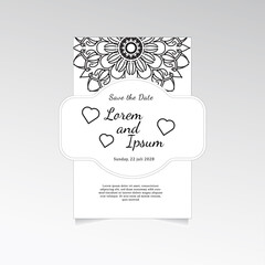 Vintage delicate greeting invitation card template design with mandala flowers