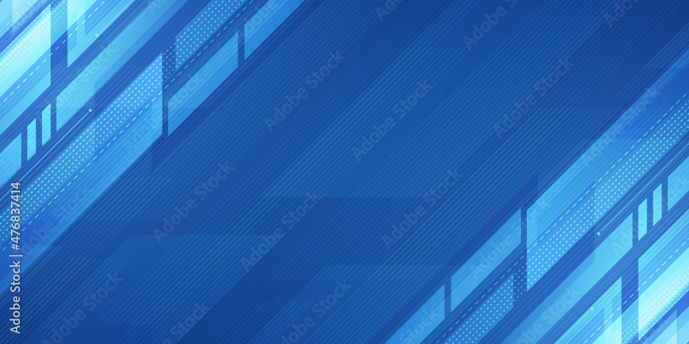 Wall mural abstract blue technology with geometric design and digital network background