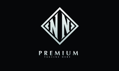 Alphabet NN or NN illustration monogram vector logo template in silver color and black background