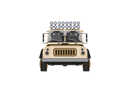 Hunter car vector illustration in flat style. Vehicle for travel and recreation isolated on white background.