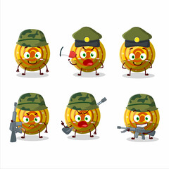 A charming soldier yellow spiral gummy candy cartoon picture bring a gun machine