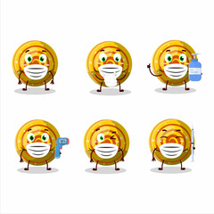 A picture of yellow spiral gummy candy cartoon design style keep staying healthy during a pandemic