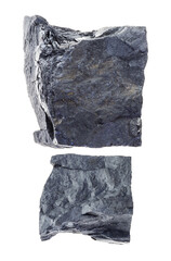 set of carbonaceous shale stones cutout on white