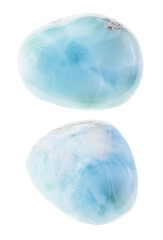 set of larimar (stefilia stone) gem stones cutout