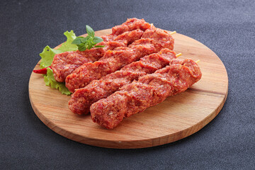 Raw beef kebab minced meat