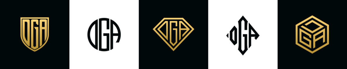 Initial letters DGA logo designs Bundle