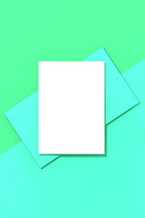 Template for inserting text or picture. Abstract placement of blank sheets. Scheme. Vertical image. 3D image. 3D rendering.