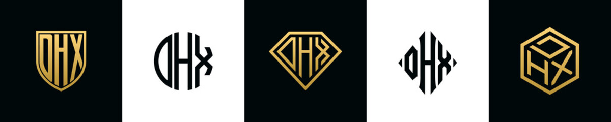 Initial letters DHX logo designs Bundle