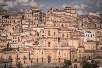 Naklejka premium View of San Giorgio Cathedral in Modica, Ragusa, Sicily, Italy, Europe, World Heritage Site