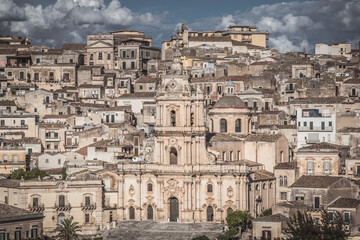 View of San Giorgio Cathedral in Modica, Ragusa, Sicily, Italy, Europe, World Heritage Site
