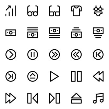 Outline icons for user interface.