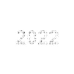 The 2022 year symbol filled with black dots. Pointillism style. Vector illustration on white background