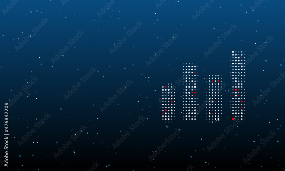 Poster on the right is the chart line symbol filled with white dots. background pattern from dots and circl