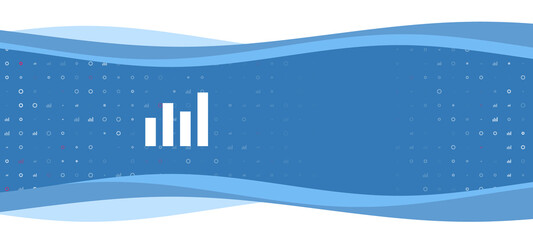 Blue wavy banner with a white chart line symbol on the left. On the background there are small white shapes, some are highlighted in red. There is an empty space for text on the right side