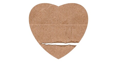 Kraft Paper heart shape torn and creased for Background