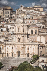 Obraz premium View of San Giorgio Cathedral in Modica, Ragusa, Sicily, Italy, Europe, World Heritage Site
