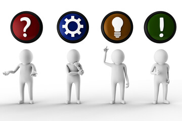 3D Men Are In Different Situations Against White