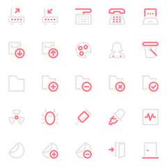 Fototapeta premium Two color outline icons for user interface.