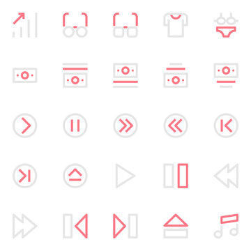 Two color outline icons for user interface.