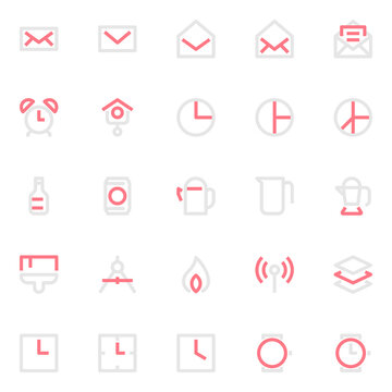 Two color outline icons for user interface.