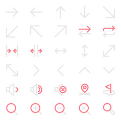 Two color outline icons for user interface.