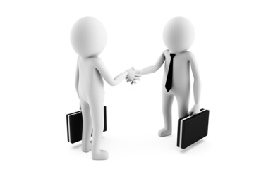 3D Men are Closing a Business Deal On White