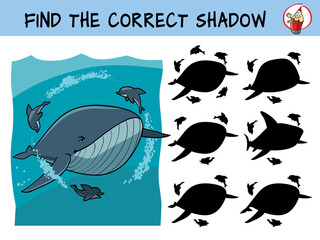 Whale and dolphins. Find the correct shadow