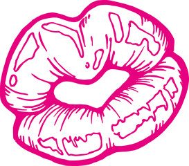 vector illustration isolated on white background, passionate trail of a kiss, red lips, nakleka, t-shirt design, embroidery, card, postcard, sticker, valentine's day