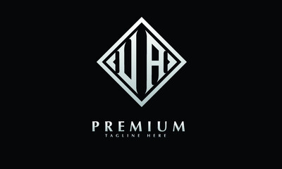 Alphabet UA or AU illustration monogram vector logo template in silver color and black background