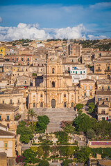Fototapeta na wymiar View of San Giorgio Cathedral in Modica, Ragusa, Sicily, Italy, Europe, World Heritage Site