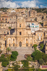 Obraz premium View of San Giorgio Cathedral in Modica, Ragusa, Sicily, Italy, Europe, World Heritage Site