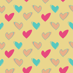 Cute pattern with stylized hearts for Valentine's day and decoration