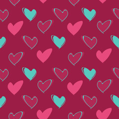 Cute pattern with stylized hearts for Valentine's day and decoration