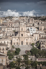Obraz premium View of San Giorgio Cathedral in Modica, Ragusa, Sicily, Italy, Europe, World Heritage Site