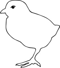 vector illustration on the theme of easter, outline of a chicken, contour for decor, sticker