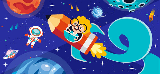Naklejka premium Education Concept With Cartoon Character