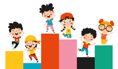 Group Of Cartoon Children Playing 