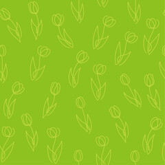 チューリップのシンプルな線画パターン背景イラスト